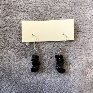 Handmade Black Crystal Chip Earrings